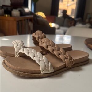 Braided Tan and Cream Women's Sandals
